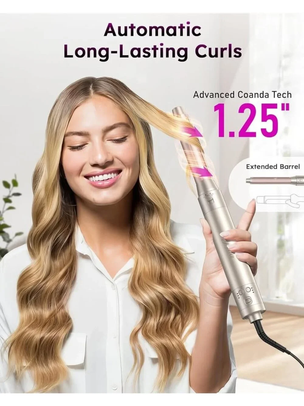 NEW 8-in-1 Air Styler Hair Dryer Brush w Auto-Wrap Curlers No Heat Damage